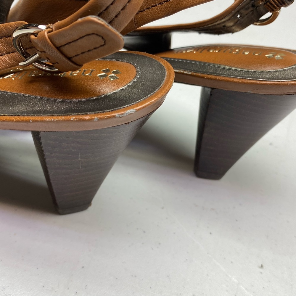 Naturalizer DRK TAN Leather Heeled Slingbacks, 8M Spring Sale - Picture 5 of 9